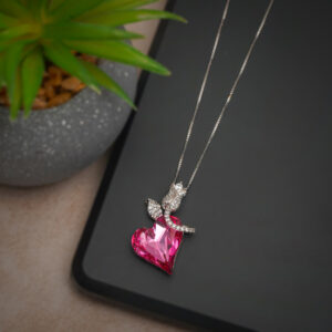 Paras 925 Sterling Silver In-Heart Necklace (Austrian Crystal & Rhodium Plated)