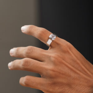 Princess Cut Diamond Solitaire Engagement Ring in Wide Tapered Setting