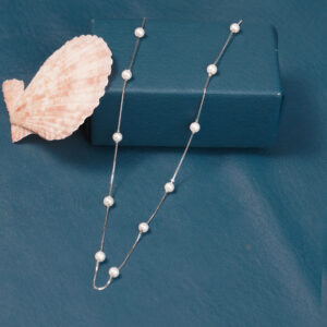 Sterling Silver Long Chain With Natural Pearls
