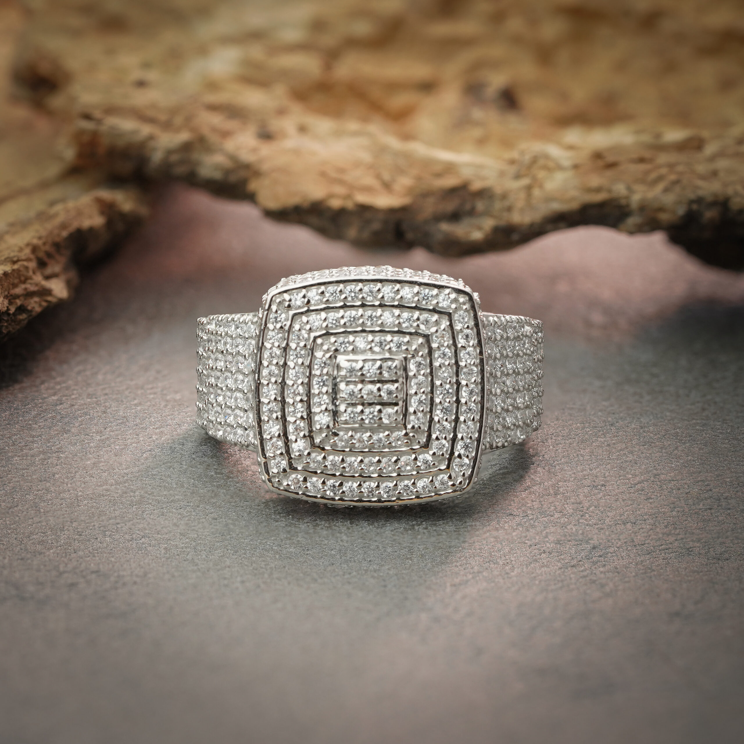 Men's 5ct Diamond Large Heavy Square Statement Ring Solid 925 Sterling Silver - Image 2