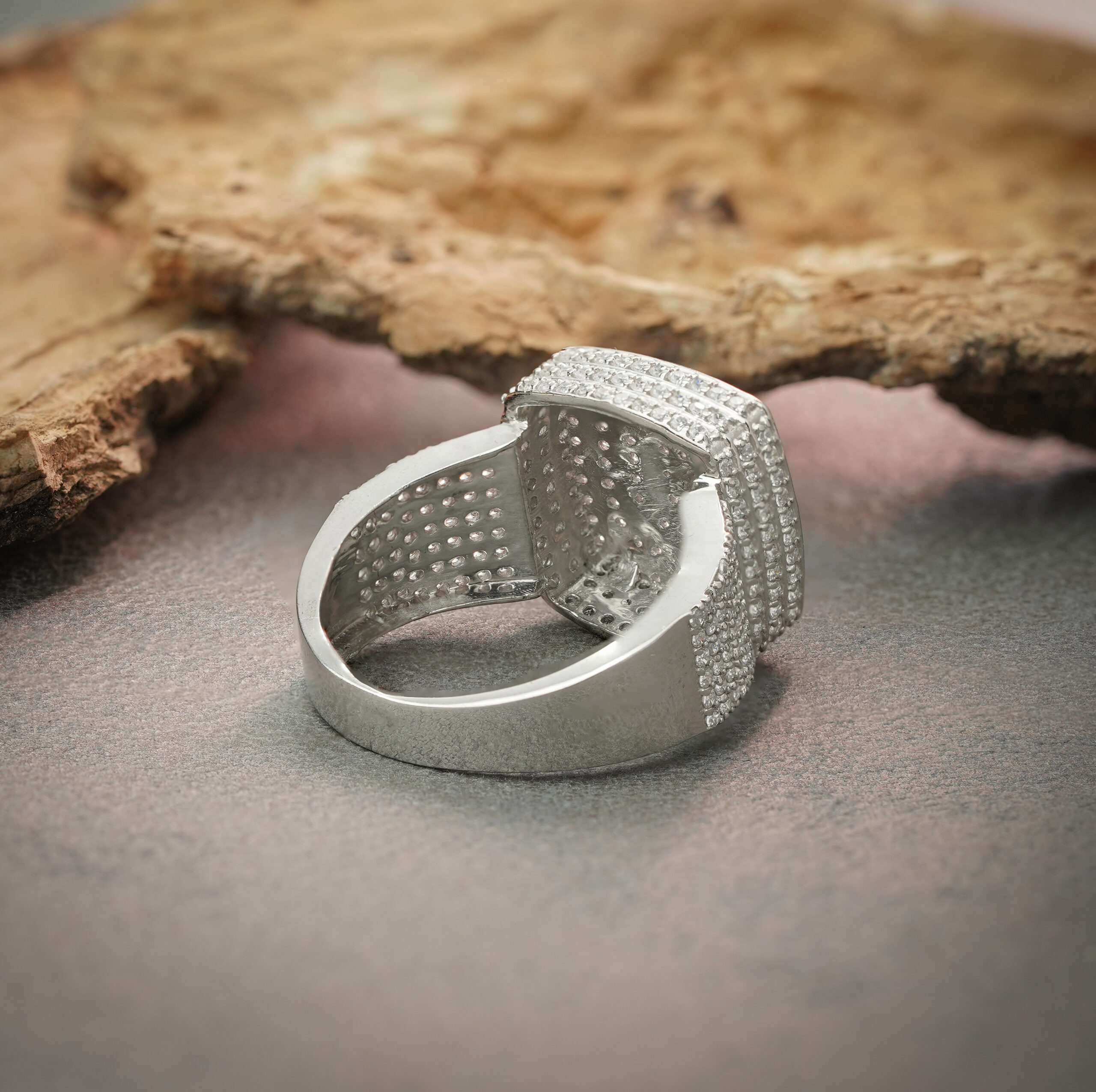 Men's 5ct Diamond Large Heavy Square Statement Ring Solid 925 Sterling Silver - Image 4